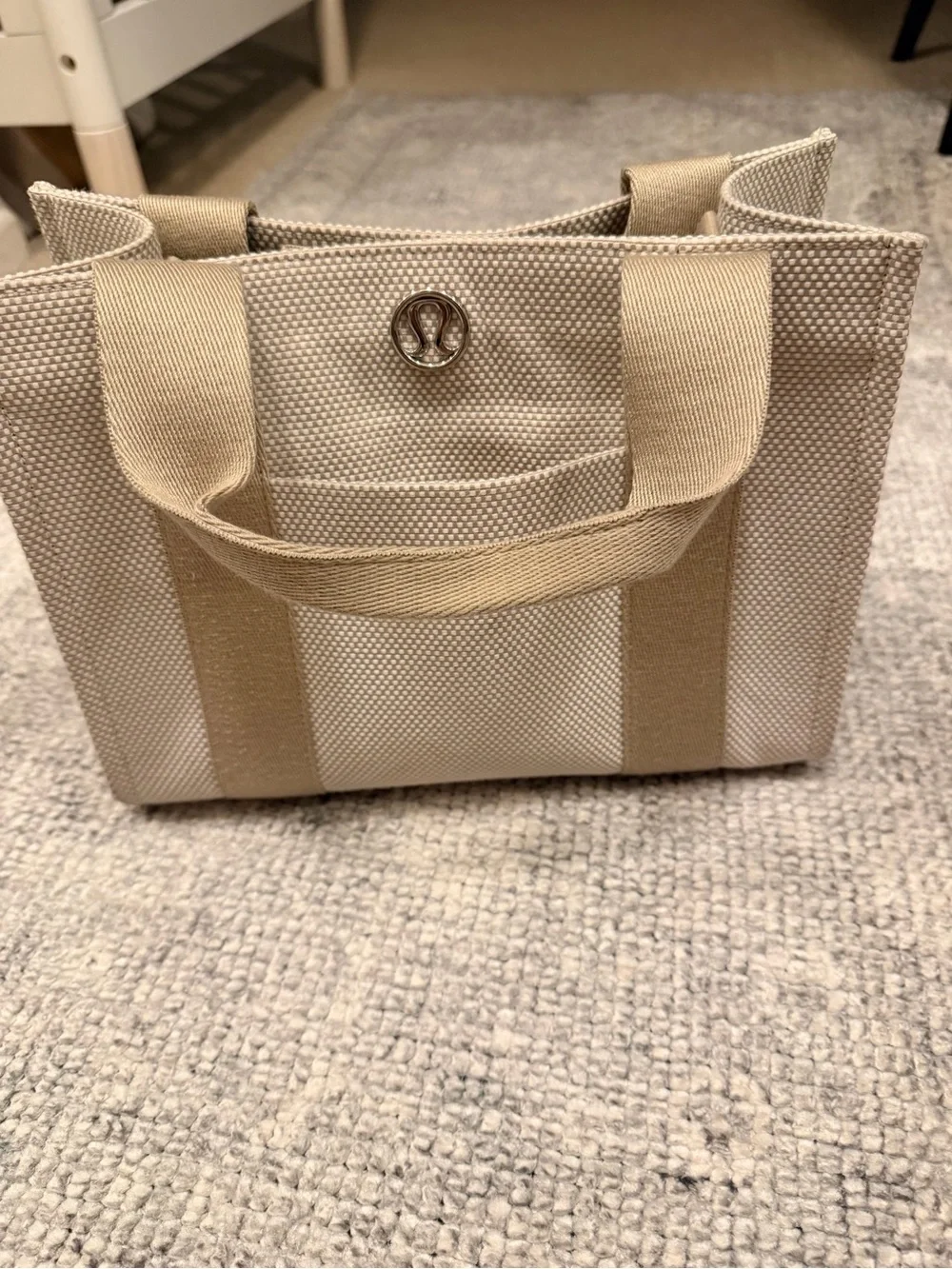 lululemon athletica Beige Canvas Tote with Tan Straps